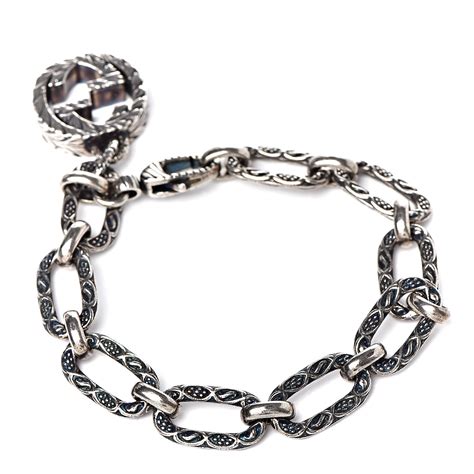 Gucci Sterling Silver Interlocking Charm Bracelet.